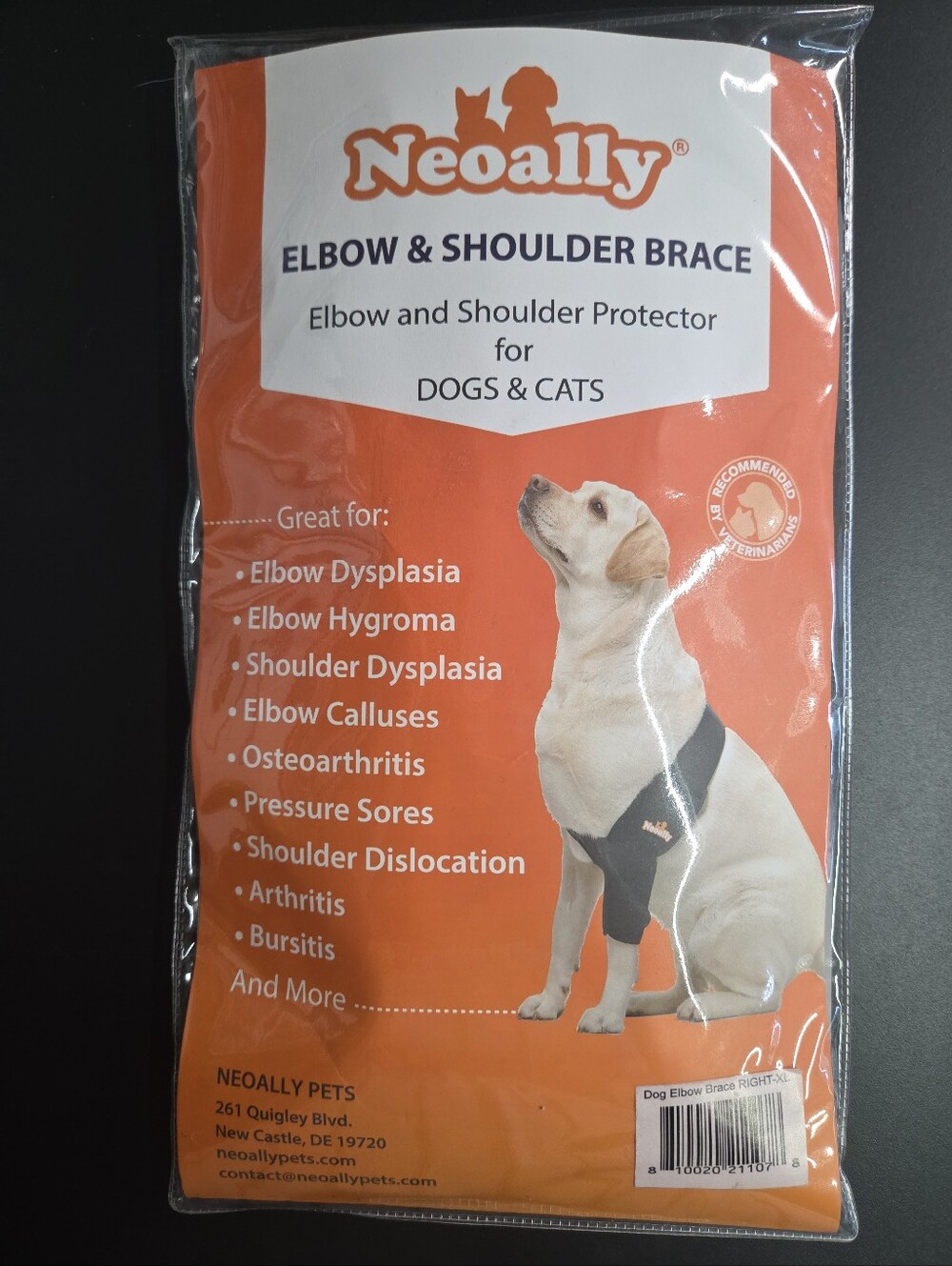 NeoAlly Dog Elbow Shoulder Brace Protector for Dogs & Cats NEW ~ XLarge Right